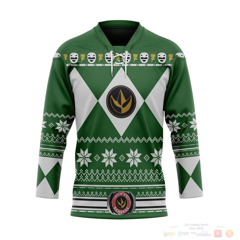 Green Mighty Morphin Power Rangers Hockey Jersey 6 Green Mighty Morphin Power Rangers Hockey Jersey