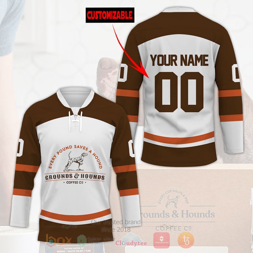 Grounds Hounds Coffee Co Personalized Hockey Jersey