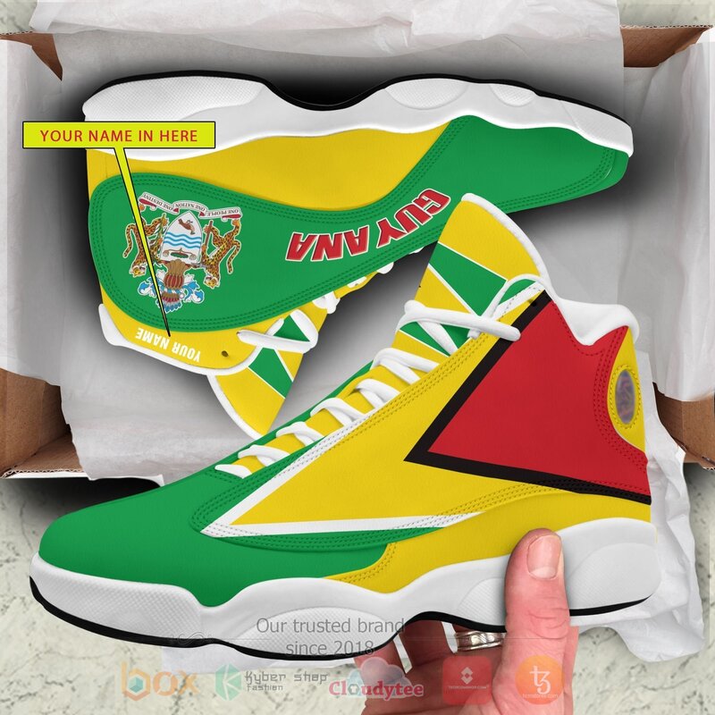 Guyana Personalized Yellow Air Jordan 13 Shoes 1
