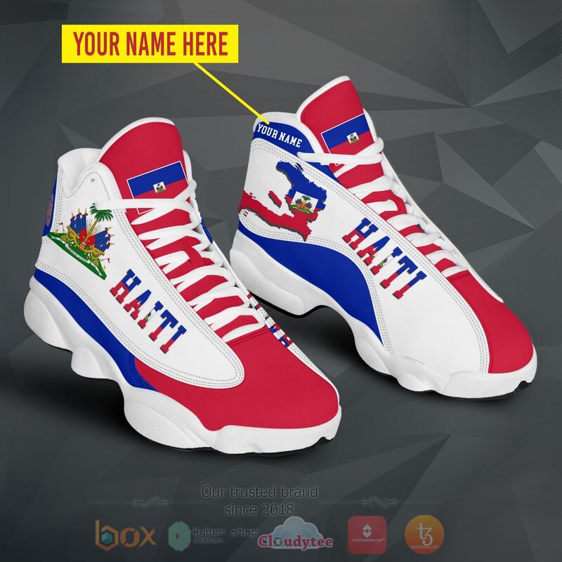 BEST Haiti Logo Personalized Air Jordan 13 Sneakers Sport Shoes 4 Haiti Logo Personalized Air Jordan 13 Shoes 1 2 3