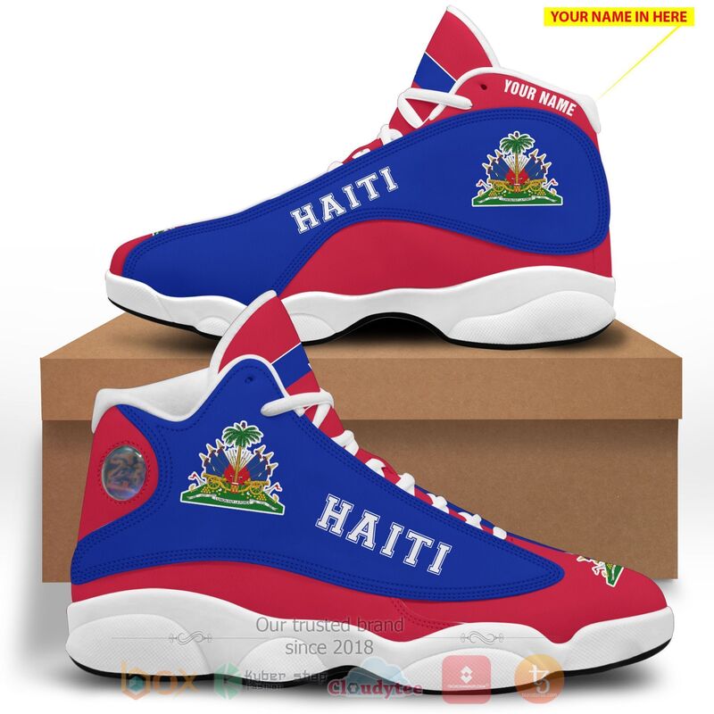 Haiti Personalized Red Blue Air Jordan 13 Shoes 1