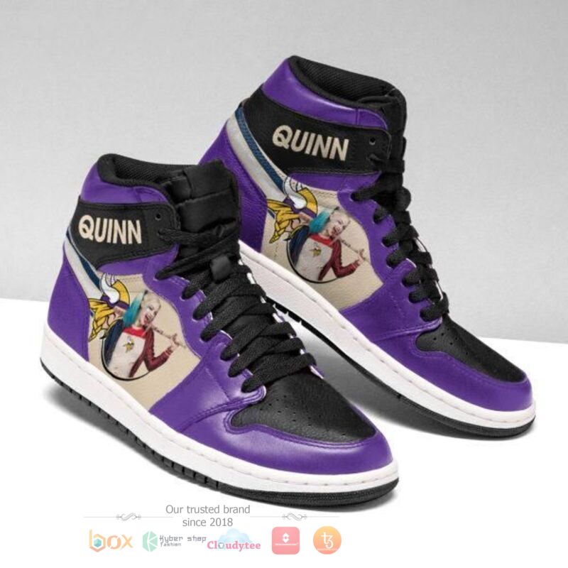 Harley Quinn NFL Minnesota Vikings Air Jordan High Top Shoes 1 2