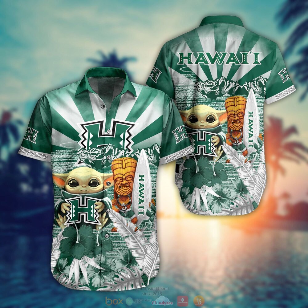 Hawaii Rainbow Warriors Baby Yoda NCAA Hawaiian Shirt, Shorts 9 Hawaii Rainbow Warriors NCAA Baby Yoda Hawaiian Shirt Shorts