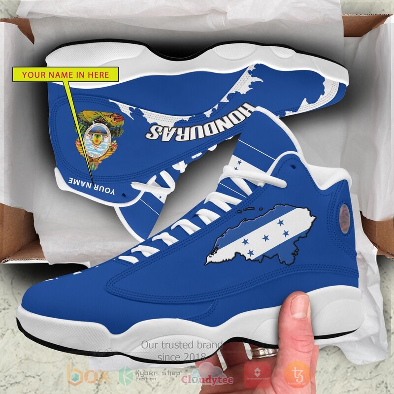 BEST Honduras Personalized Blue Air Jordan 13 Sneakers Sport Shoes 4 Honduras Personalized Blue Air Jordan 13 Shoes 1 2 3