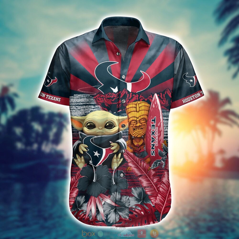 Houston Texans Baby Yoda NFL Hawaiian Shirt, Shorts 2 Houston Texans NFL Baby Yoda Hawaiian Shirt Shorts 1
