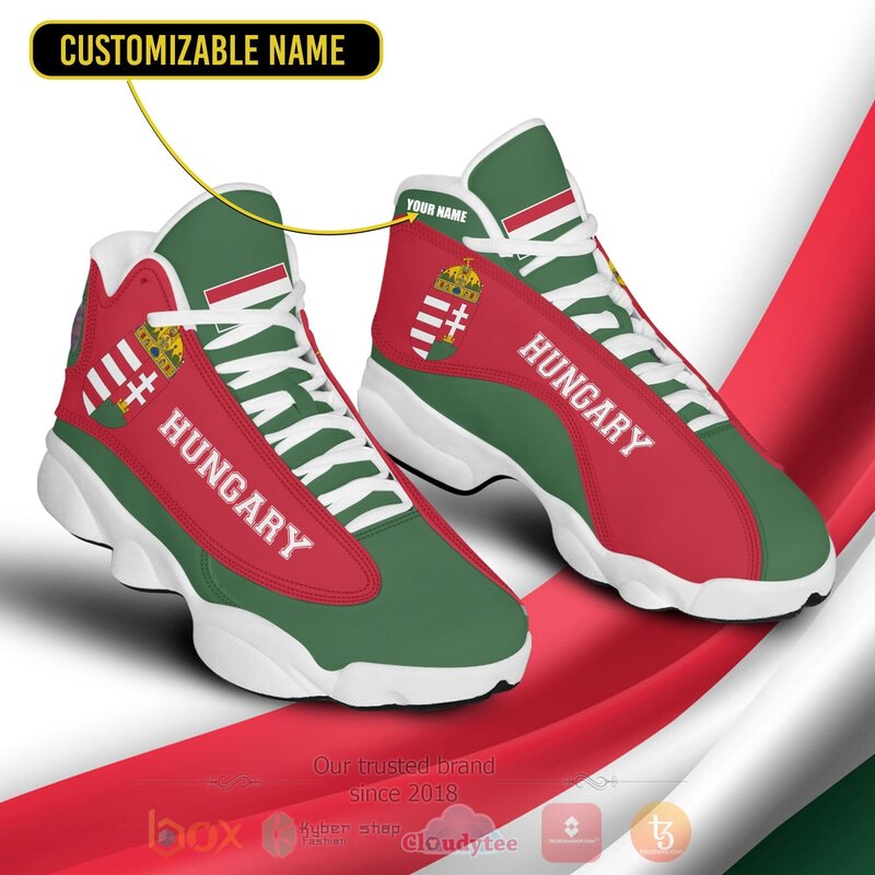 BEST Hungary Personalized Red Green Air Jordan 13 Sneakers Sport Shoes 4 Hungary Personalized Red Green Air Jordan 13 Shoes 1 2 3