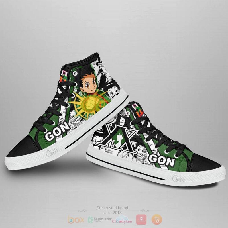Hunter X Hunter Gon Jajanken Canvas High Top shoes 4 Hunter X Hunter Gon Jajanken Canvas High Top shoes 1 2 3