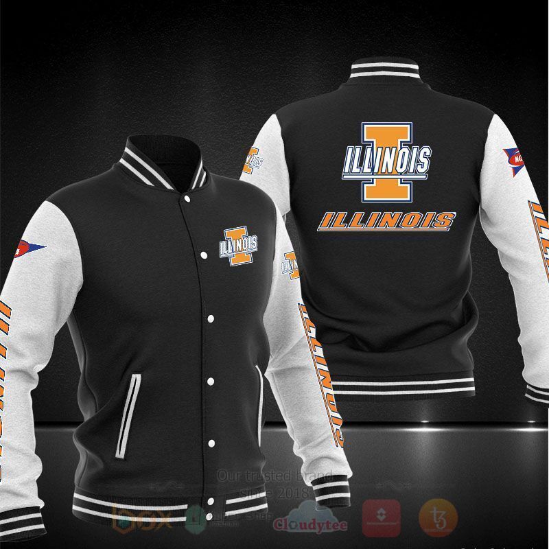 BEST Illinois Fighting Illini 3D Baseball Jacket 1 Illinois Fighting Illini Baseball Jacket