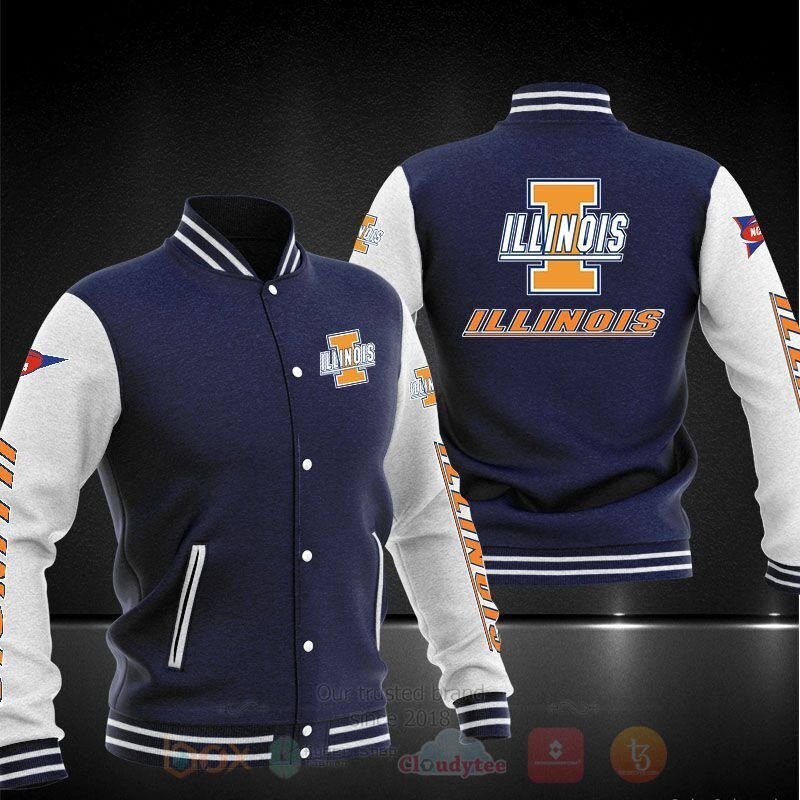 BEST Illinois Fighting Illini 3D Baseball Jacket 2 Illinois Fighting Illini Baseball Jacket 1