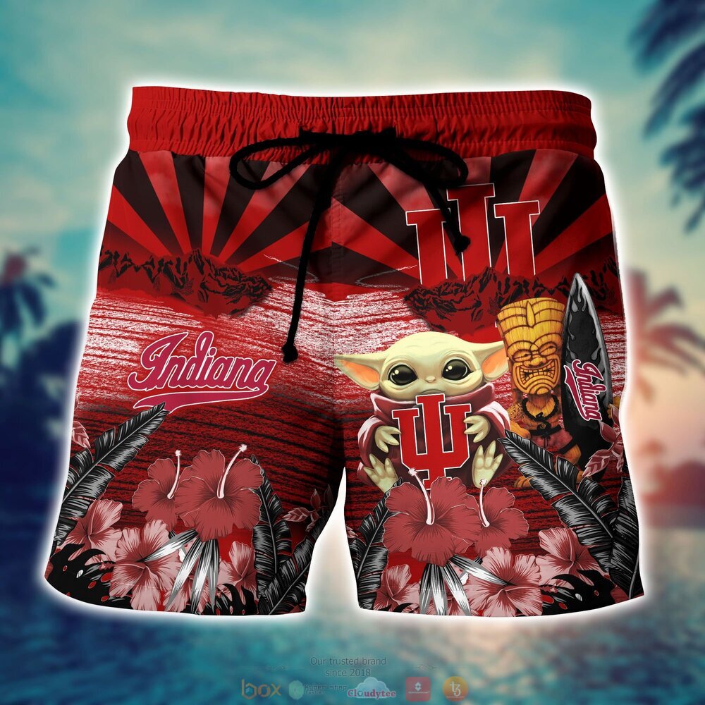 Indiana Hoosiers Baby Yoda NCAA Hawaiian Shirt, Shorts 4 Indiana Hoosiers NCAA Baby Yoda Hawaiian Shirt Shorts 1 2 3
