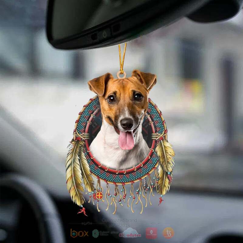 Jack Russell Terrier In Dreamcatcher Car Ornament