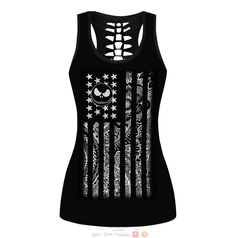 Jack Skellington Love American Flag hollow tank top leggings 1