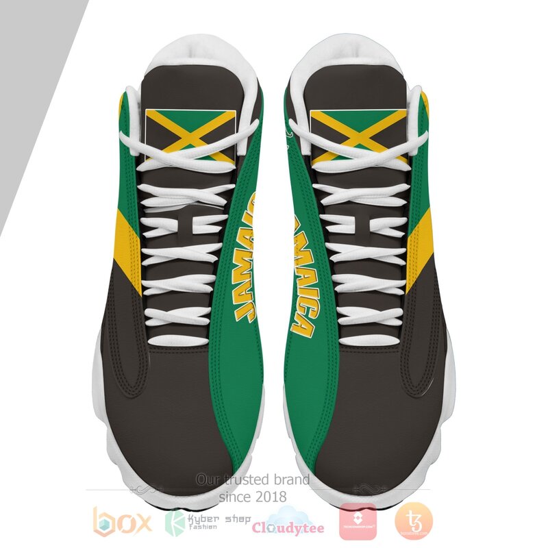 Jamaica Personalized Black Yellow Air Jordan 13 Shoes 1