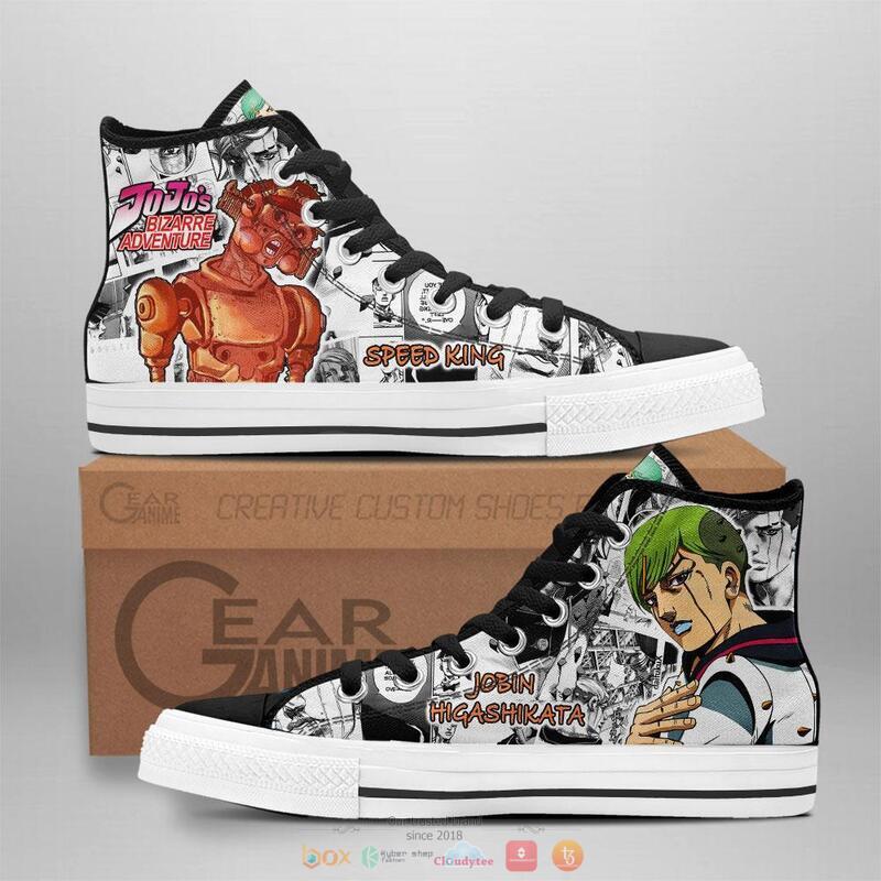 Jobin Higashikata Anime Jojos Birraze Adventure canvas high top shoes
