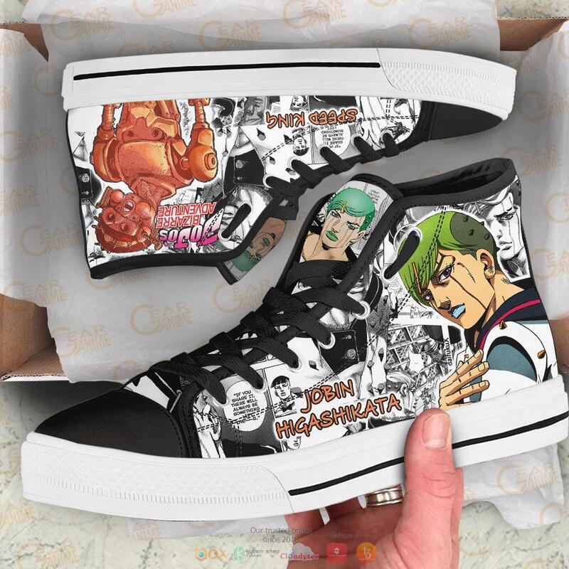 Jobin Higashikata Anime Jojos Birraze Adventure canvas high top shoes 1