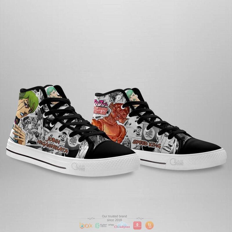 Jobin Higashikata Anime Jojo's Birraze Adventure high top canvas shoes 3 Jobin Higashikata Anime Jojos Birraze Adventure canvas high top shoes 1 2