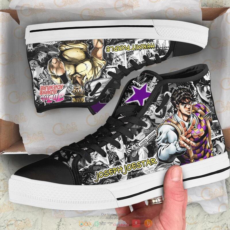 Joseph Joestar Anime Jojos Birraze Adventure canvas high top shoes 1