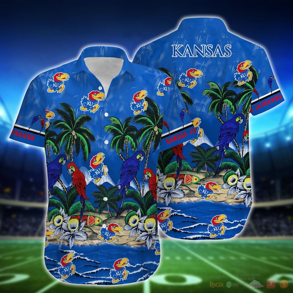 Kansas Jayhawks Parrot Island NCAA Hawaiian Shirt and Shorts 2 Kansas Jayhawks NCAA Island Hawaiian Shirt and Shorts 1
