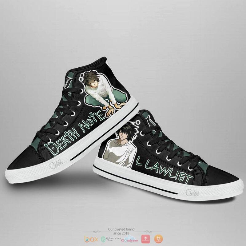 L Lawliet High Top Shoes Custom Death Note Anime canvas high top shoes 1 2