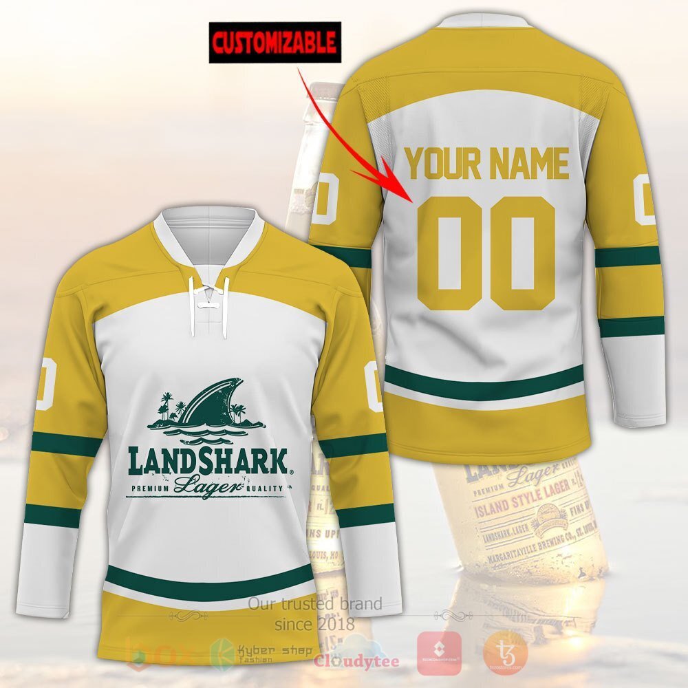 BEST LandShark Premium Lager Personalized Jersey Hockey 2 LandShark Premium Lager Personalized Hockey Jersey