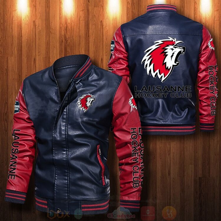 BEST Lausanne Hockey Club 2D Leather Bomber Jacket 5 Lausanne Hockey Club Bomber Leather Jacket 1 2 3 4