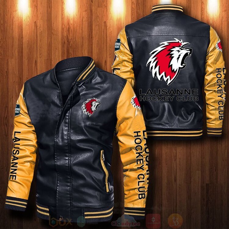 BEST Lausanne Hockey Club 2D Leather Bomber Jacket 6 Lausanne Hockey Club Bomber Leather Jacket 1 2 3 4 5