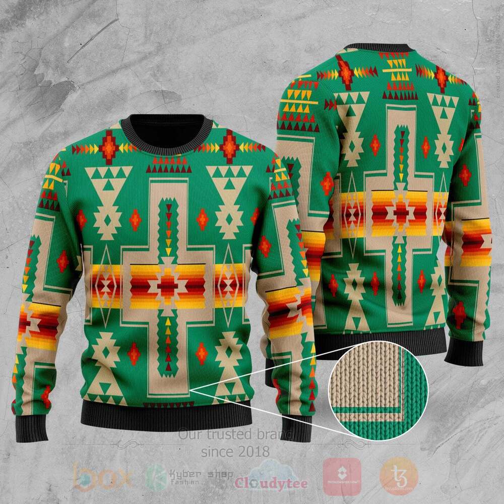 Light Green Tribe Design Native American Sweater