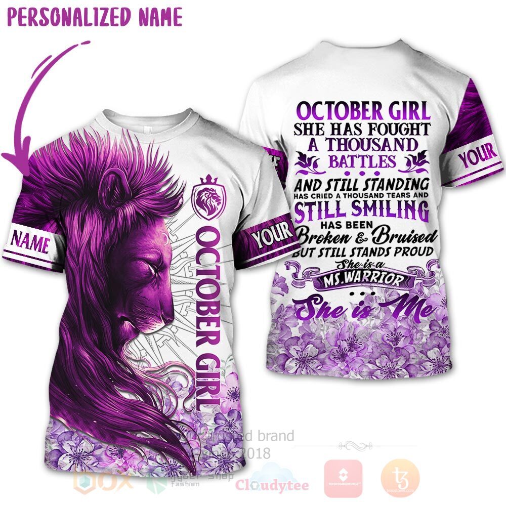 BEST Personalized Custom Lion October Girl She Has Fought A Thousand Battles 3D All Over Printed Hoodie, Shirt 2 Lion October Girl She Has Fought A Thousand Battles Personalized 3D Hoodie Shirt 1