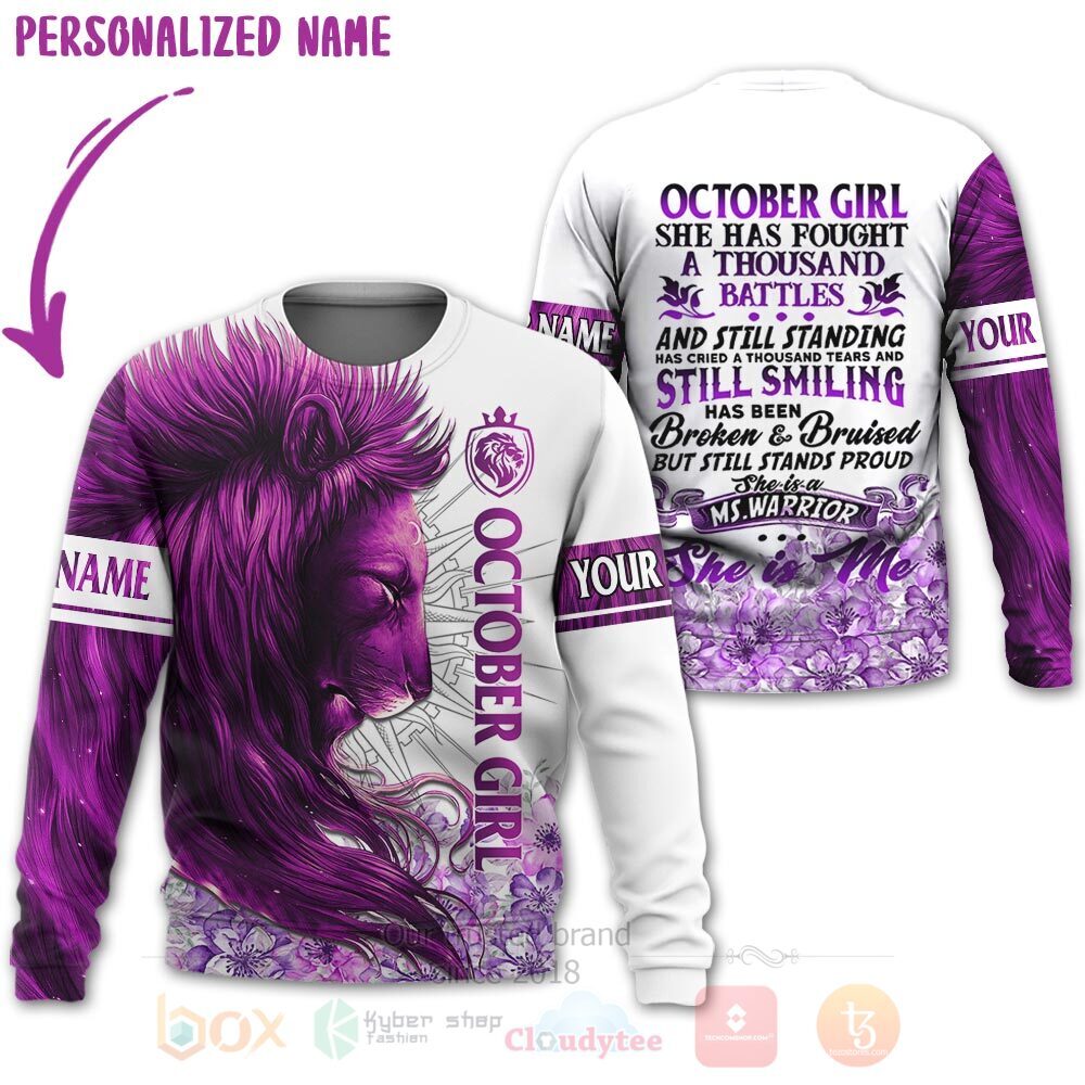 BEST Personalized Custom Lion October Girl She Has Fought A Thousand Battles 3D All Over Printed Hoodie, Shirt 3 Lion October Girl She Has Fought A Thousand Battles Personalized 3D Hoodie Shirt 1 2