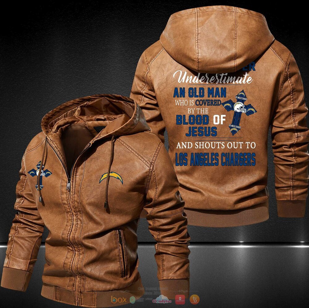 Los Angeles Chargers Hat Leather Jacket 3 Los Angeles Chargers Leather Jacket Hat 1 2