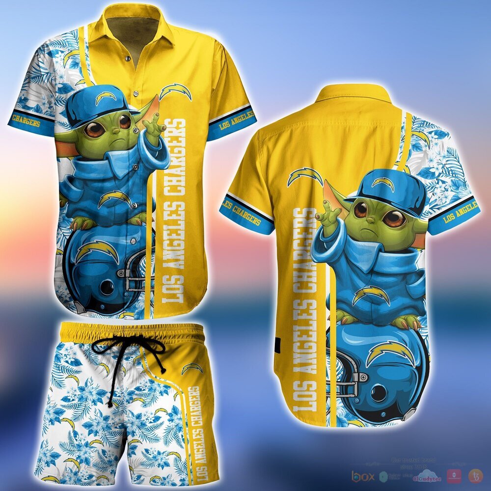 Los Angeles Chargers Baby Yoda NFL Hawaiian Shirt and Shorts 10 Los Angeles Chargers NFL Baby Yoda Hawaiian Shirt and Shorts