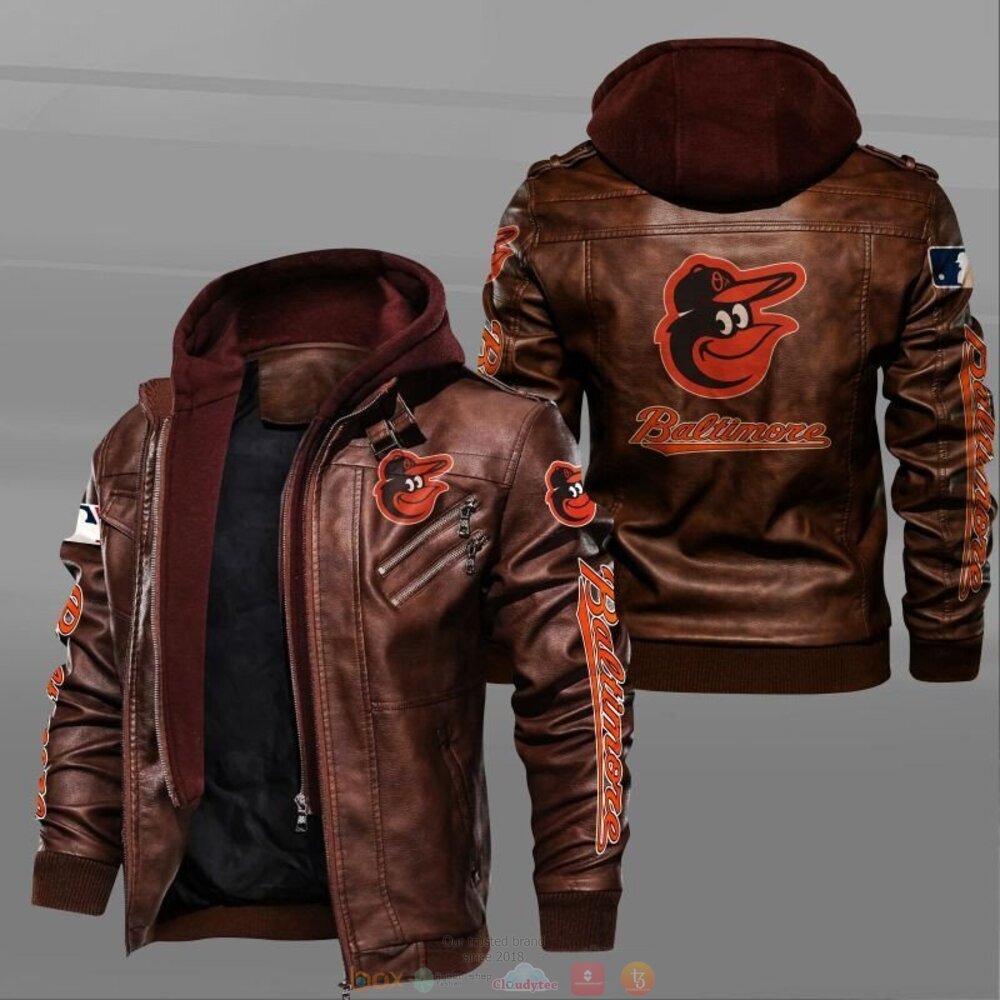 MLB Baltimore Orioles Leather Jacket 2 MLB Baltimore Orioles Leather Jacket 1