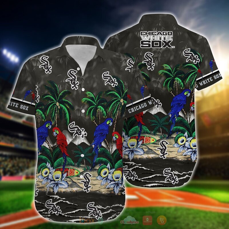 MLB Chicago White Sox Parrot Hawaiian Shirt, Short 2 MLB Chicago White Sox Parrot Hawaiian Shirt Short 1