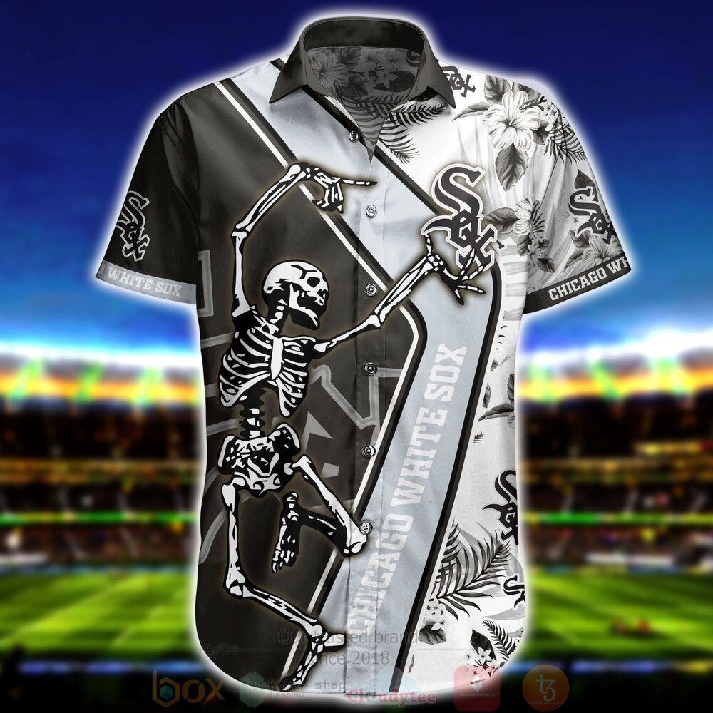 BEST MLB Chicago White Sox Skeleton Aloha Shirt, Short 2 MLB Chicago White Sox Skeleton Hawaiian Shirt Short 1 2