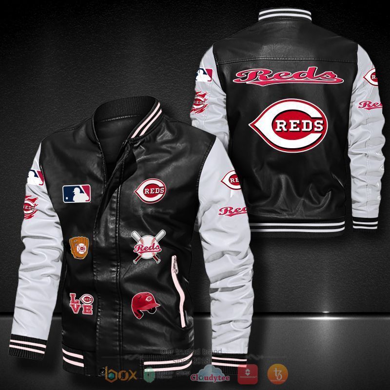 MLB Cincinnati Reds logo team Bomber leather jacket