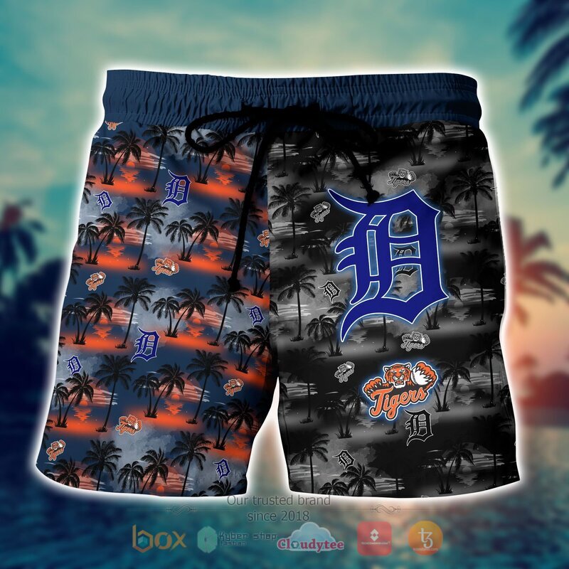 MLB Detroit Tigers Coconut Hawaiian shirt, Short 4 MLB Detroit Tigers Coconut Hawaiian shirt Short 1 2 3