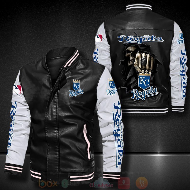 MLB Kansas City Royals Death Skulls Bomber Leather Jacket