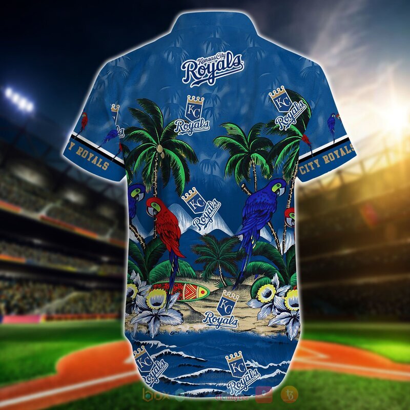 MLB Kansas City Royals Parrot Hawaiian Shirt, Short 3 MLB Kansas City Royals Parrot Hawaiian Shirt Short 1 2