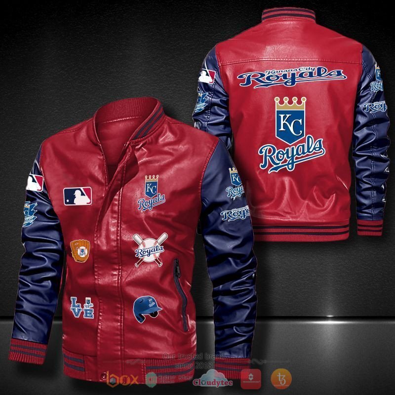MLB Kansas City Royals logo team Bomber leather jacket 1 2 3 4