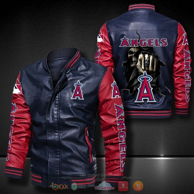 MLB Los Angeles Angels Death God Bomber leather jacket 4 MLB Los Angeles Angels Death God Bomber leather jacket 1 2 3