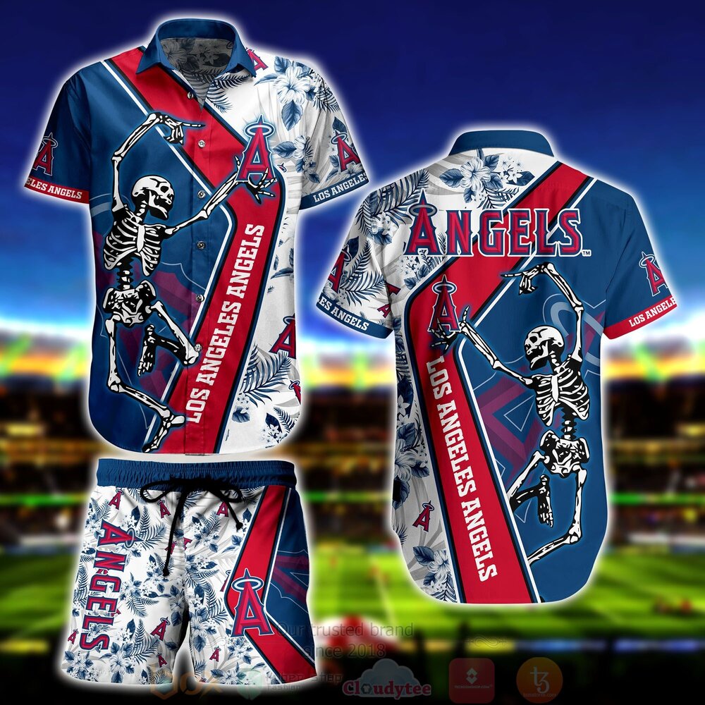 MLB Los Angeles Angels Skeleton Hawaiian Shirt Short