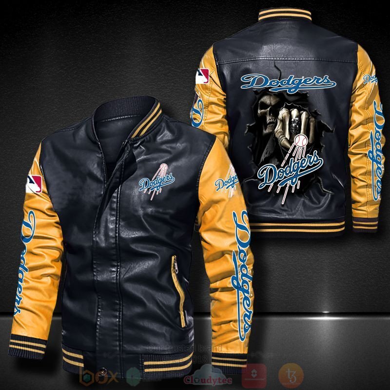 MLB Los Angeles Dodgers Death Skulls Bomber Leather Jacket 1 2 3 4 5