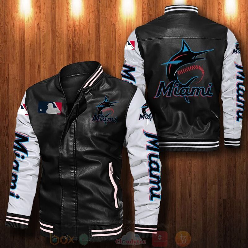 MLB Miami Marlins Bomber Leather Jacket