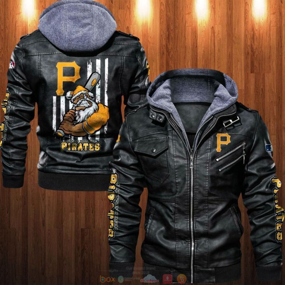 MLB Pittsburgh Pirates Santa Thin line flag Leather Jacket