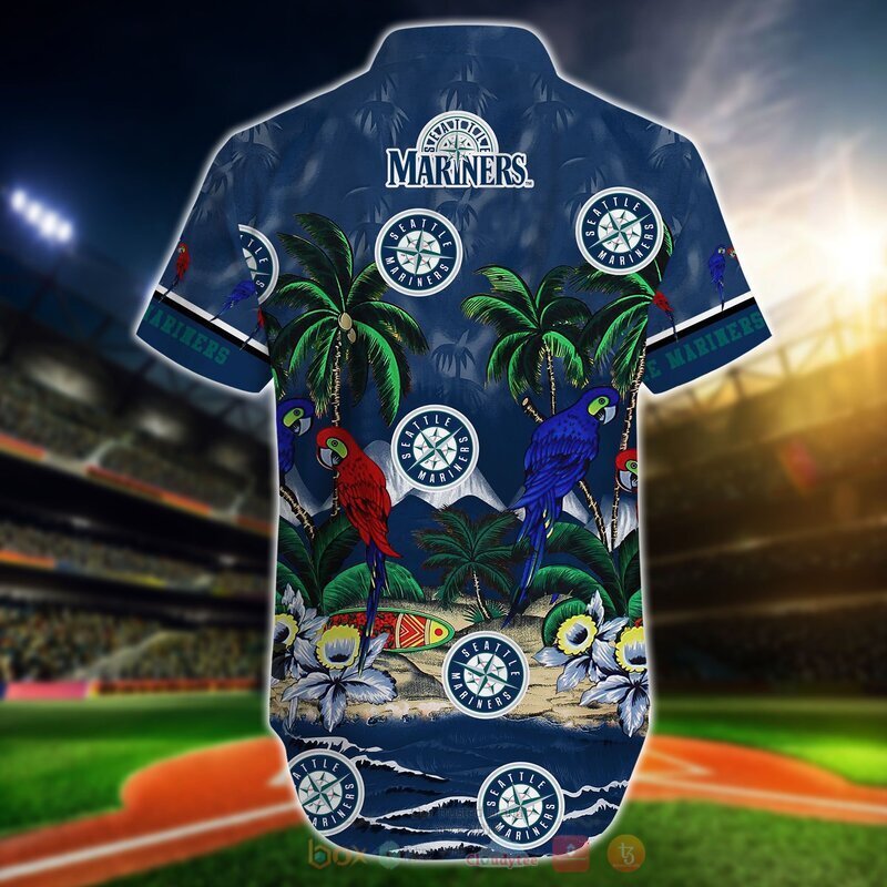 MLB Seattle Mariners Parrot Hawaiian Shirt, Short 3 MLB Seattle Mariners Parrot Hawaiian Shirt Short 1 2