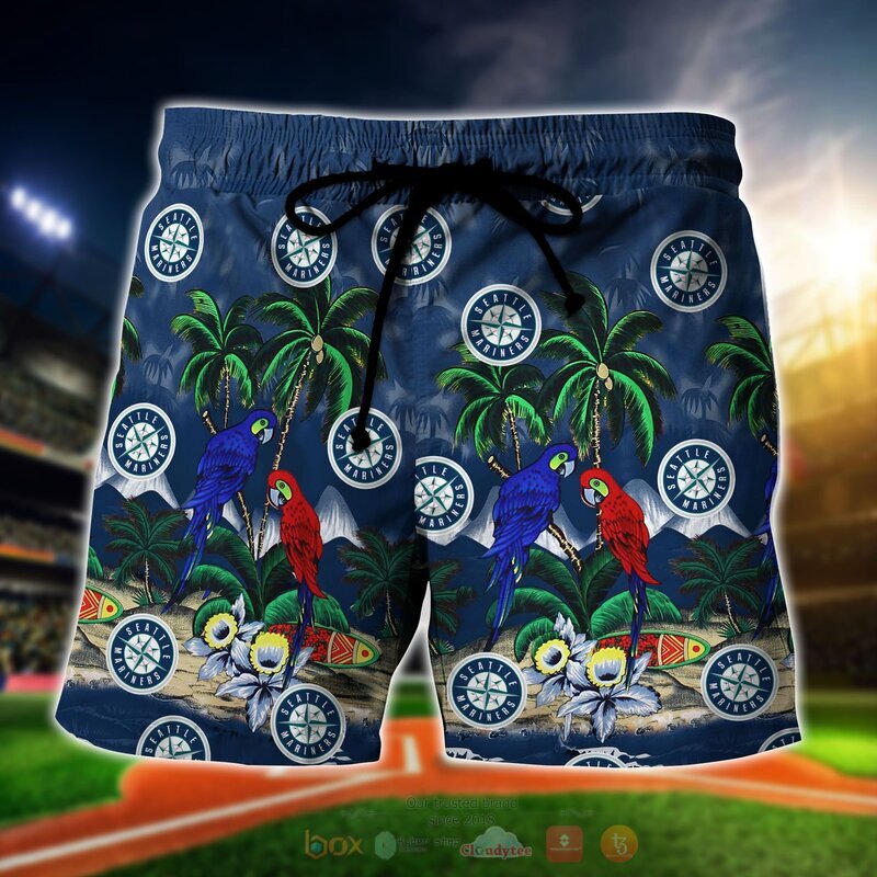 MLB Seattle Mariners Parrot Hawaiian Shirt, Short 5 MLB Seattle Mariners Parrot Hawaiian Shirt Short 1 2 3 4