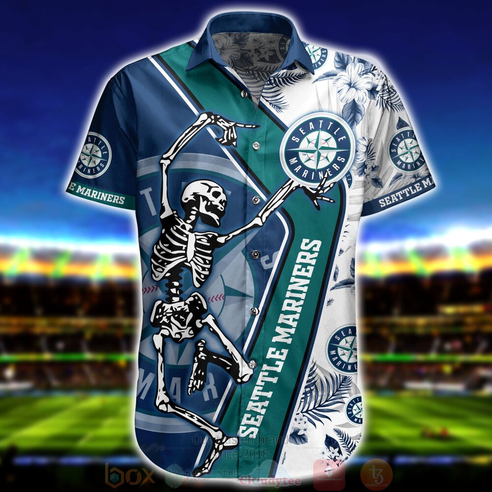BEST MLB Seattle Mariners Skeleton Aloha Shirt, Short 2 MLB Seattle Mariners Skeleton Hawaiian Shirt Short 1 2