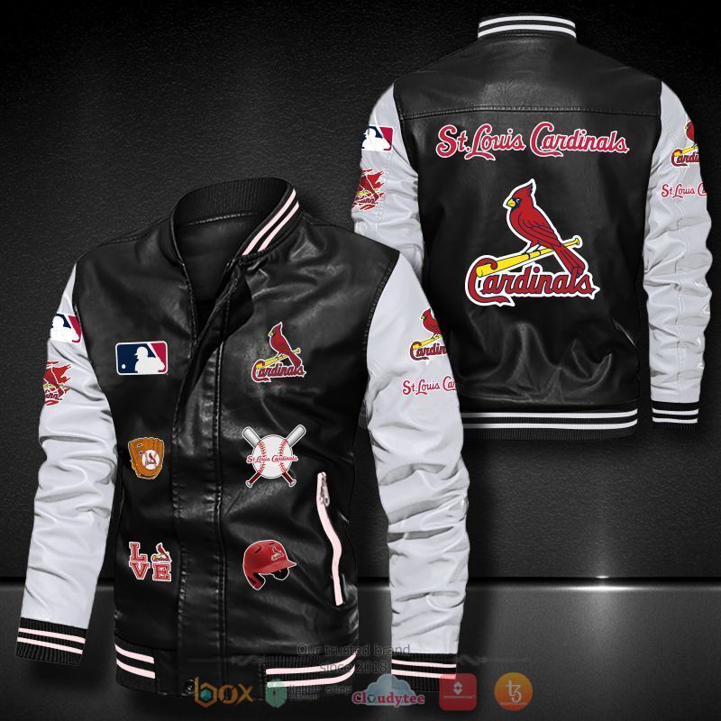 MLB St Louis Cardinals logo team Bomber leather jacket
