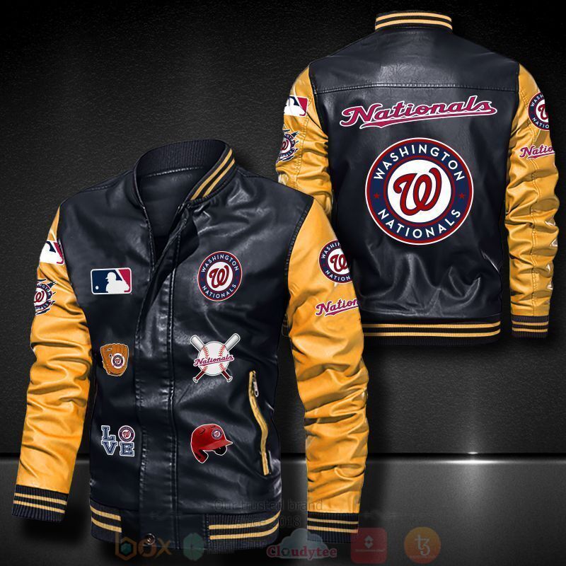 MLB Washington Nationals Baseball Team Bomber Leather Jacket 1 2 3 4 5