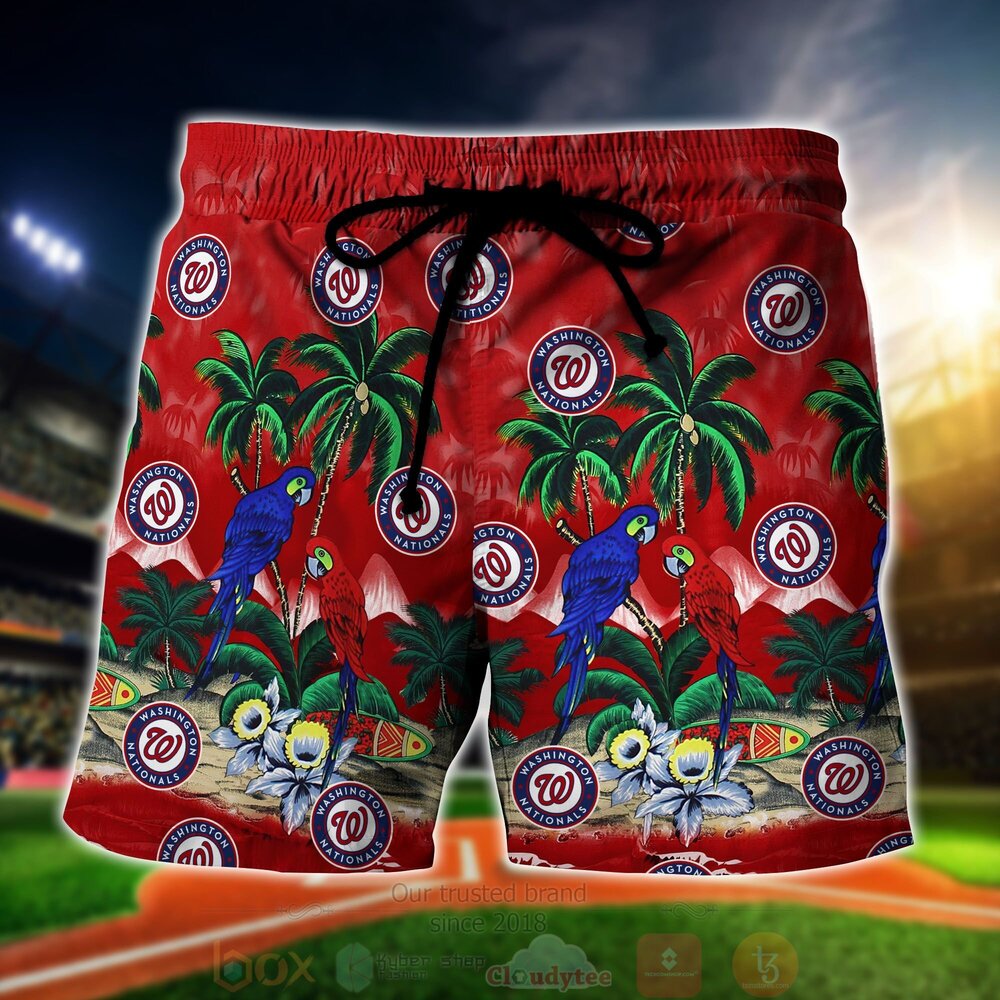 MLB Washington Nationals Tropical Sea And Parrots Hawaiian Shirt Short 1 2 3 4 5